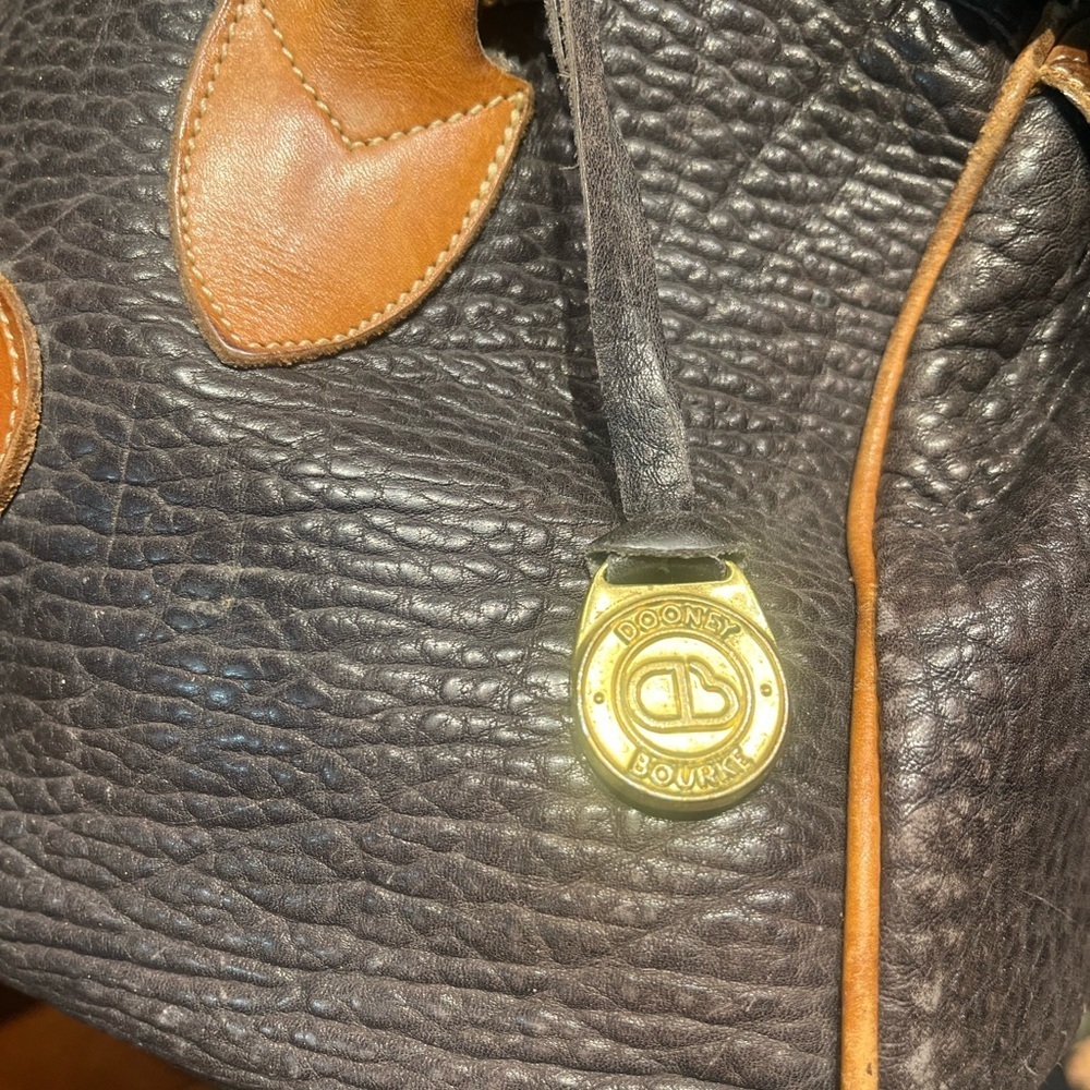 VINTAGE 1990S DOONEY & BOURKE ALL WEATHER LEATHER SATCHEL HANDBAG PURSE - Picture 8 of 13